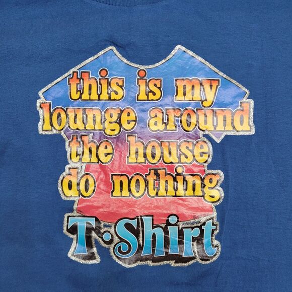 Vintage 1981 PTH Funny Lazy Shirt S/M 18x23 Blue - Picture 11 of 11